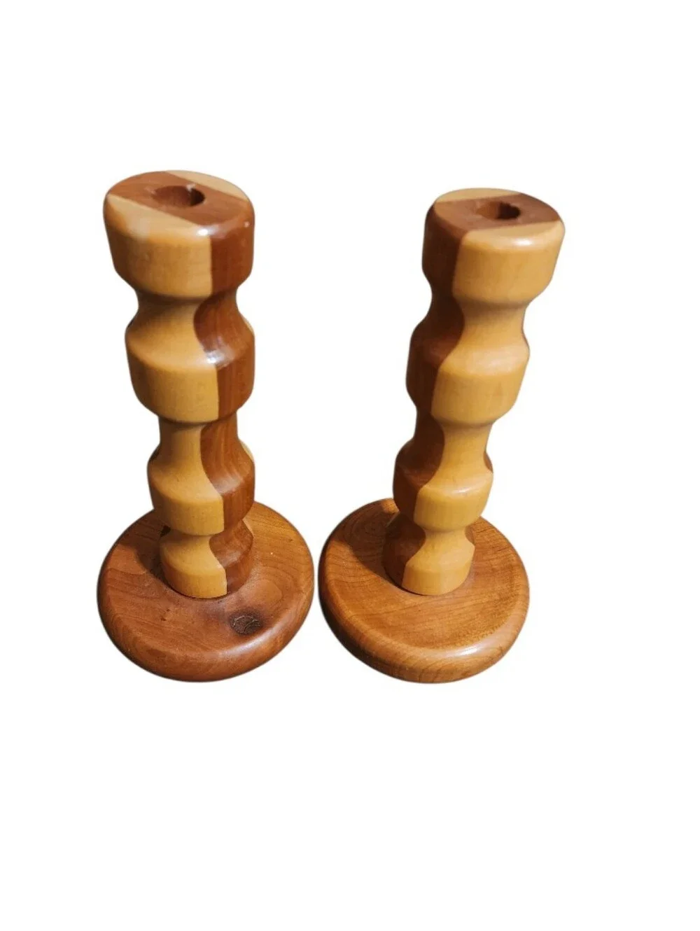 Vintage Wood Candle Holders